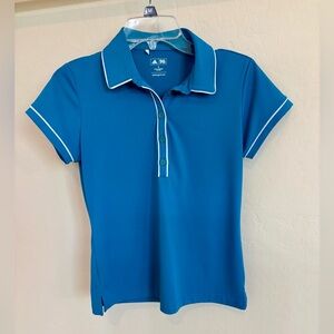 Adidas Golf Polo Shirt Women Size Small Blue White Trim Top